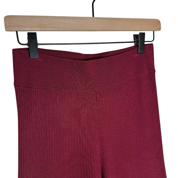 Anthropologie Maroon Small Ribbed Harem Pants Boho Lounge Wide Leg Cropped Ankle - Picture 7 of 11